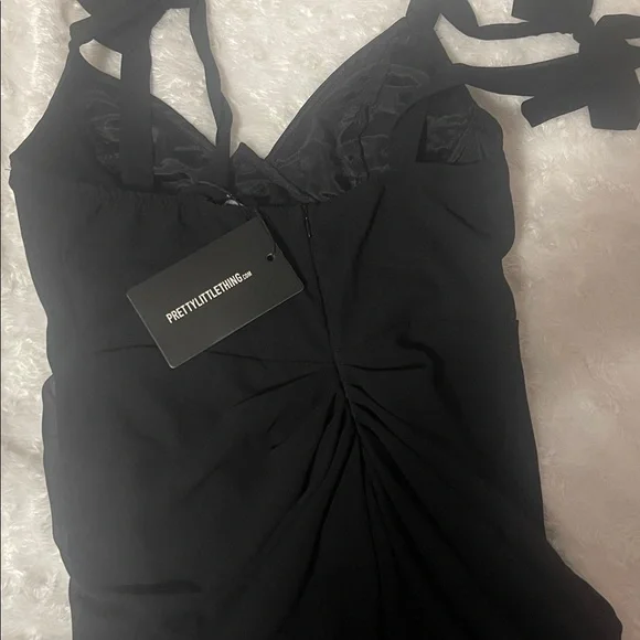 BLACK UNDERWIRE DETAIL DRAPED MIDI DRESS - Picture 5 of 9